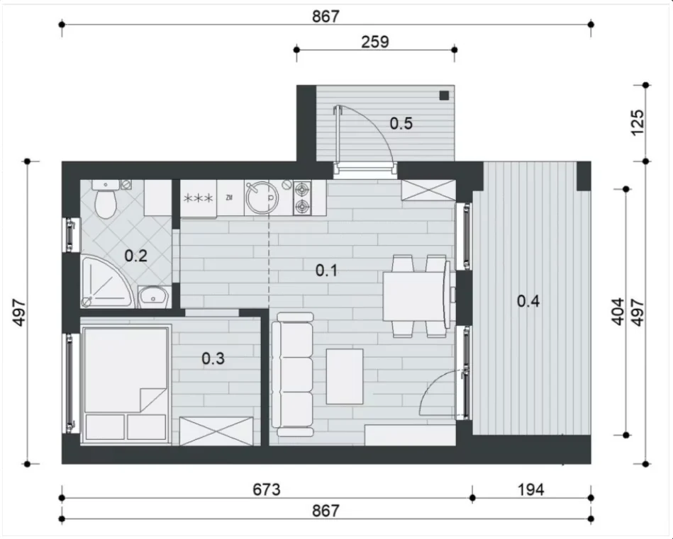 Grundriss Casetta da Wood 35