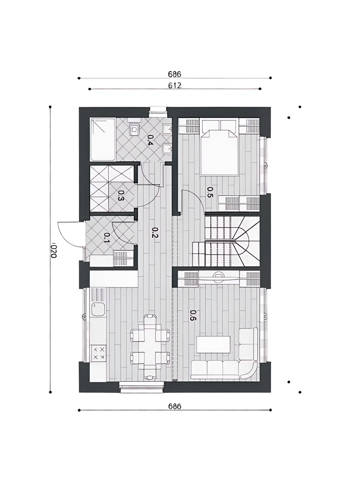 Grundriss WoodRise 70 DUO Ebene 1