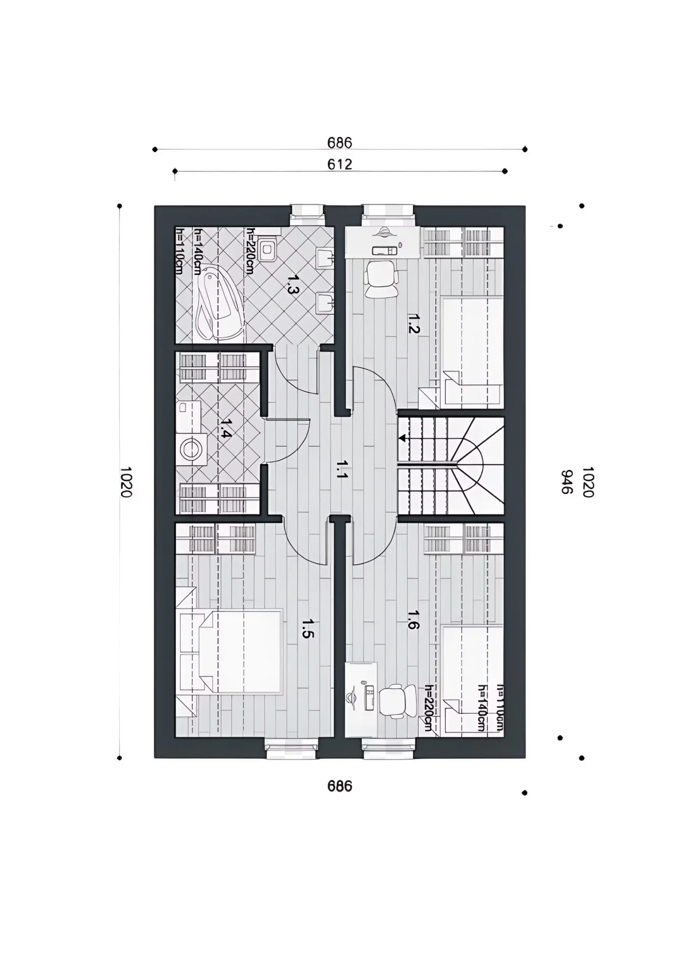 Grundriss WoodRise 70 DUO Ebene 2