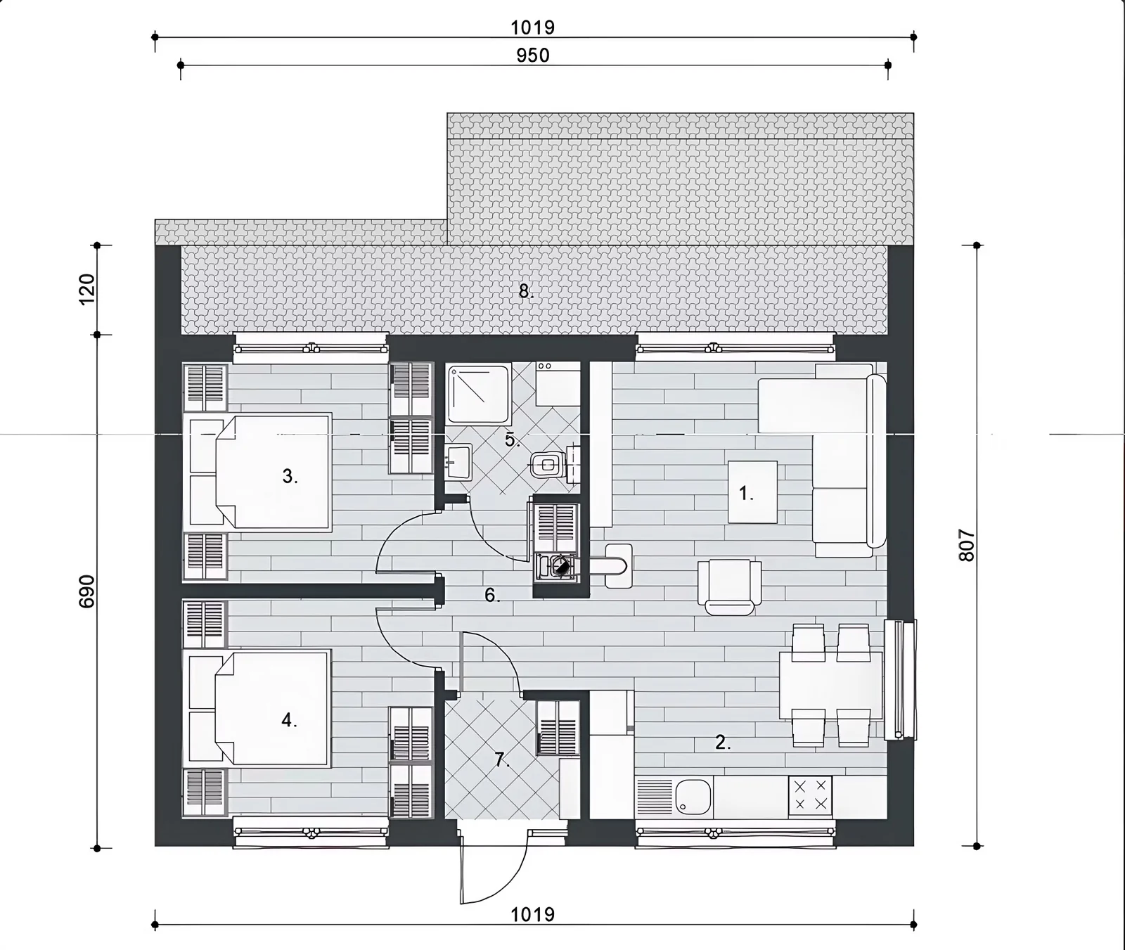 Grundriss WoodRise 70